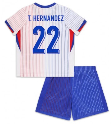 Frankrike Theo Hernandez #22 Bortaställ Barn EM 2024 Kortärmad (+ Korta byxor)